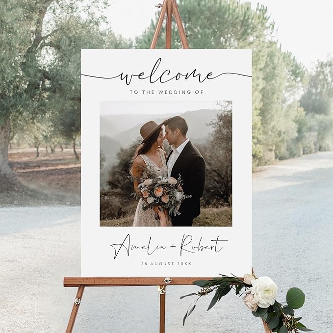 Welcome Wedding Sign Personalized, Modern Photo Wedding Sign Decorations - Image 3
