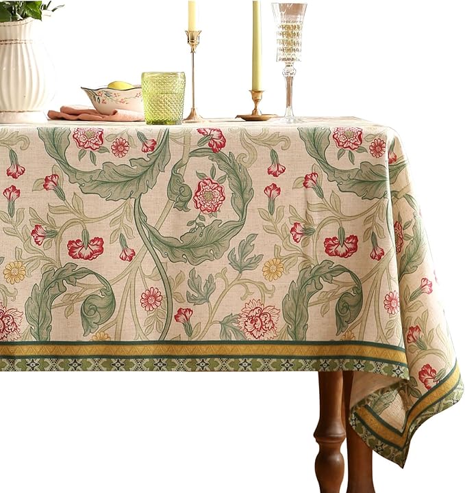patdrea Designer French Vintage Rectangle Tablecloth, Decoration Floral Table by Welcometopatdrea