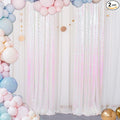 ShinyBeauty Sequin Backdrop 2FTx8FT Iridescent White 2 Pieces White Sequin Back by ShinyBeauty