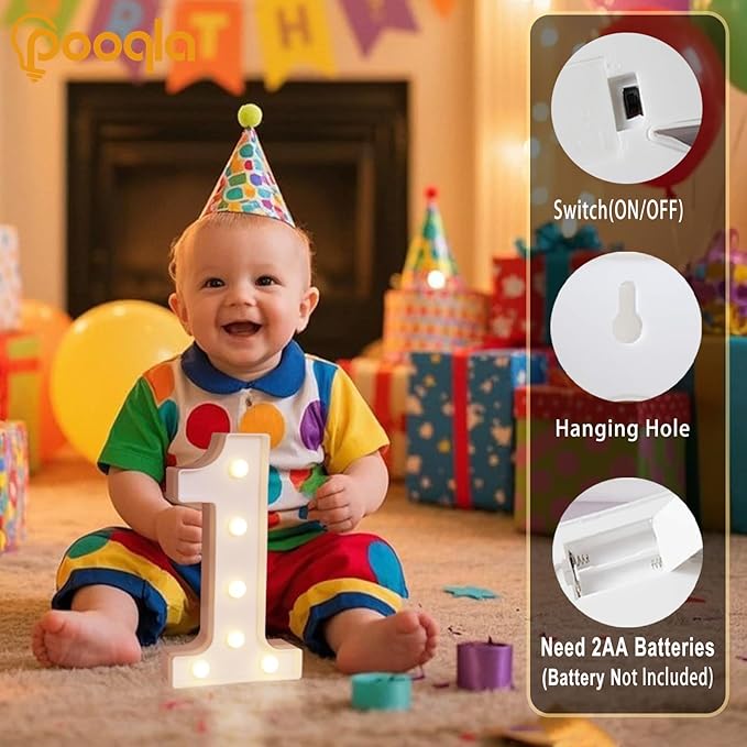 Pooqla Decorative Led Light Up Number Letters - Image 2