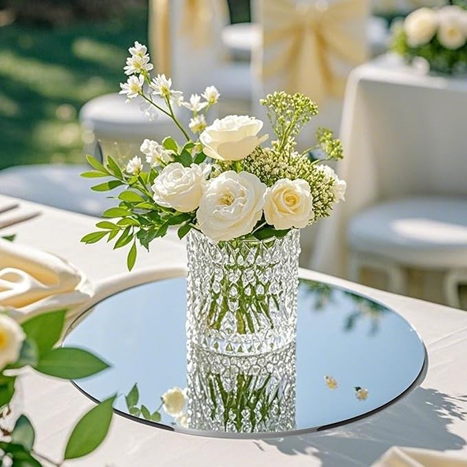 18 Pack Round Mirror Trays, Non Glass Acrylic Round Mirror Centerpieces - Image 5