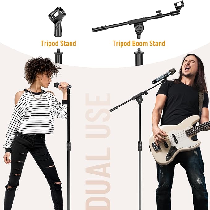 CAHAYA Dual-use Tripod Microphone Stand Boom Arm Floor Mic Stand Portable - Image 5