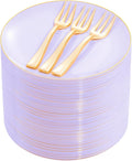 Festiva 200Pcs Purple Gold Dessert Plates 6.3" by Festiva