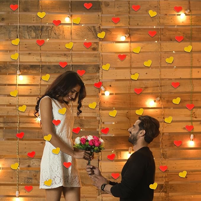 200 Pcs Red Gold Heart Paper Confetti - Image 5