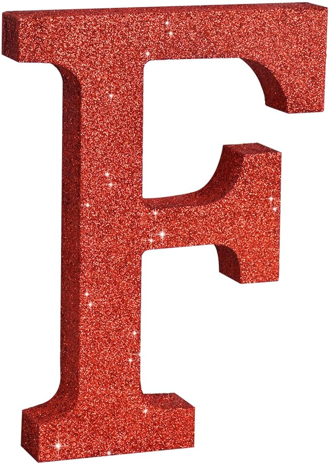 TONIFUL 8 Inch Red Glitter Letter F Table Centerpiece A-Z Red Birthday Party by TONIFUL