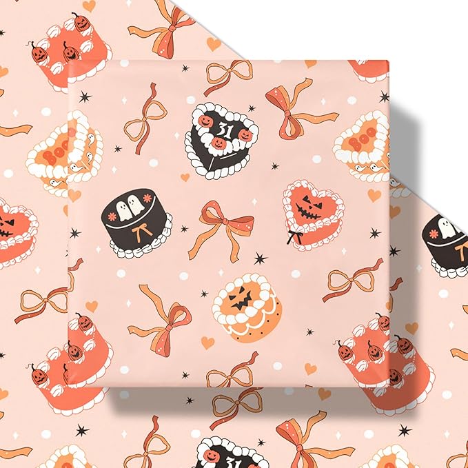 LeZakaa Halloween Cake Wrapping Paper Roll, Cute Halloween Cakes - Image 6