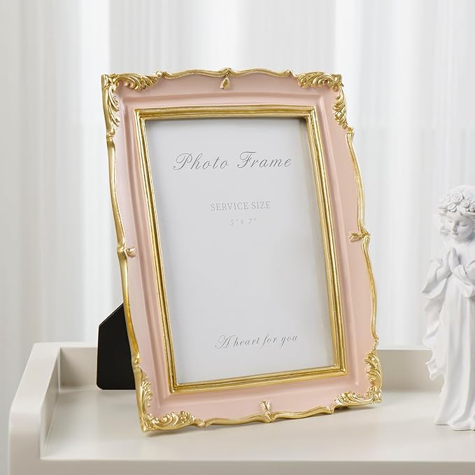 Cuspin Vintage Pink 5x7 Picture Frame, Ornate Textured Hand-Crafted Resin Frame - Image 8