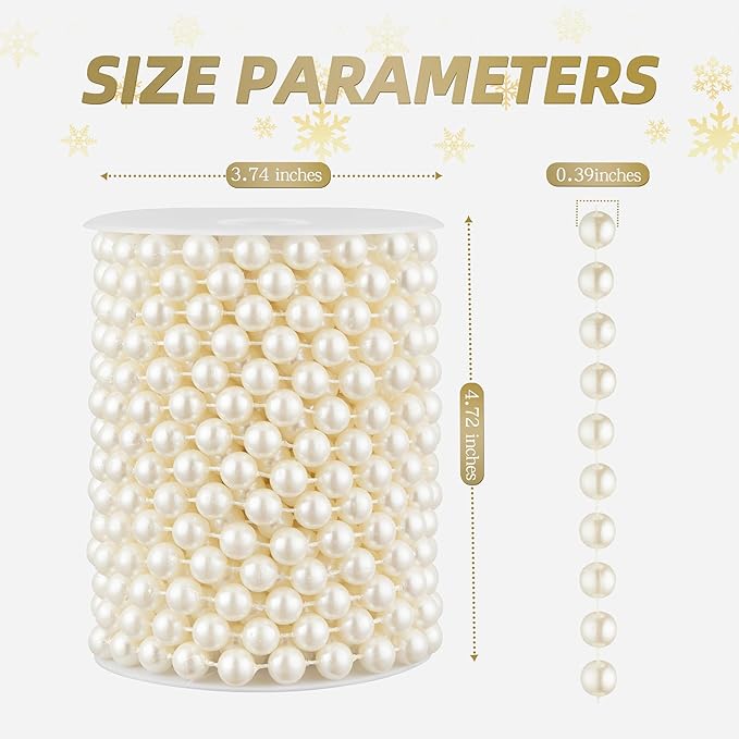 33 Feet Faux Pearl Beads Garland 10mm Craft String Pearls - Image 2