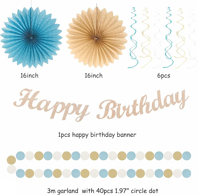 Light-Dusty Blue Beige-Champagne Women Birthday-Decorations - Image 2
