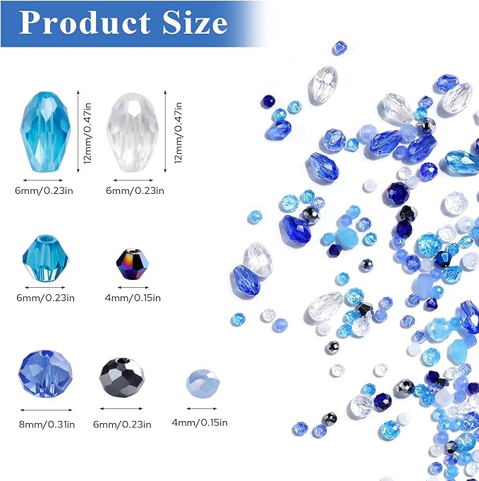 Glass Beads for Jewelry Making -800PCS Blue Crystal Beads for Bracelet Making - Image 2