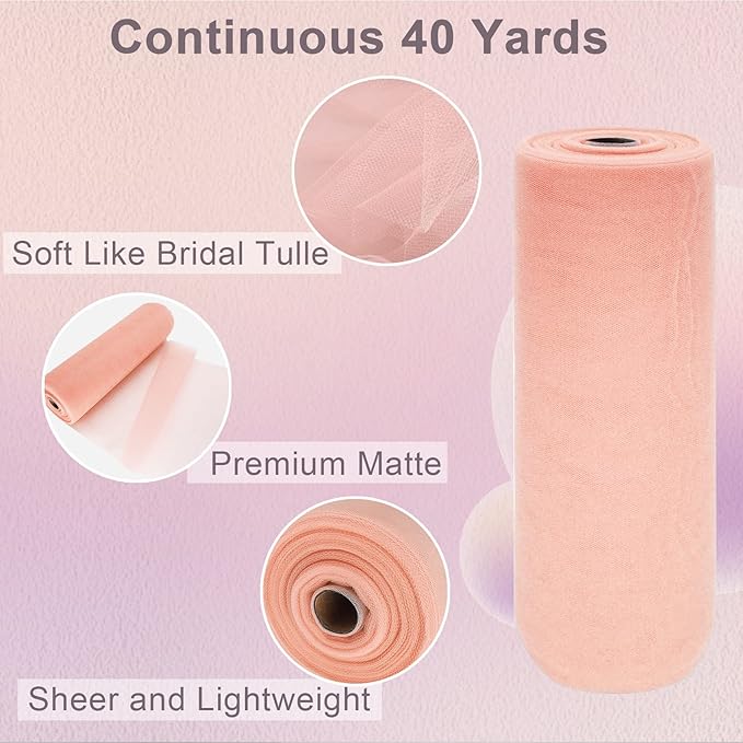 Blush Tulle Fabric Roll Spool Bolt Large Tulle Wedding Party Decoration - Image 2