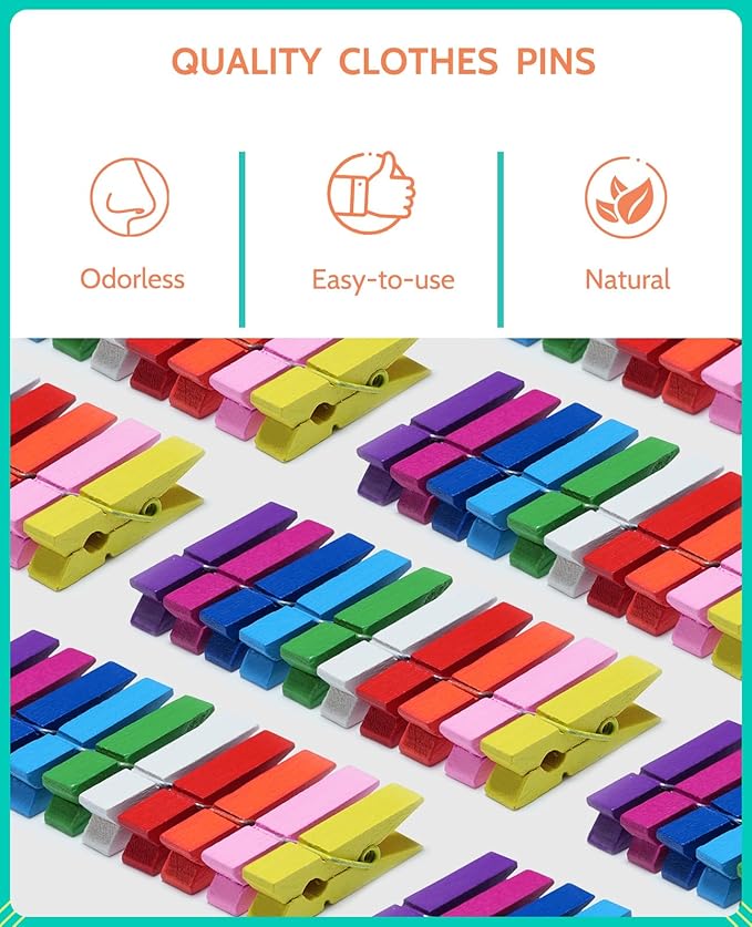 Mini Clothespins, Sopito 100 Pcs 1.4'' Strong Mini Clothespins - Image 5