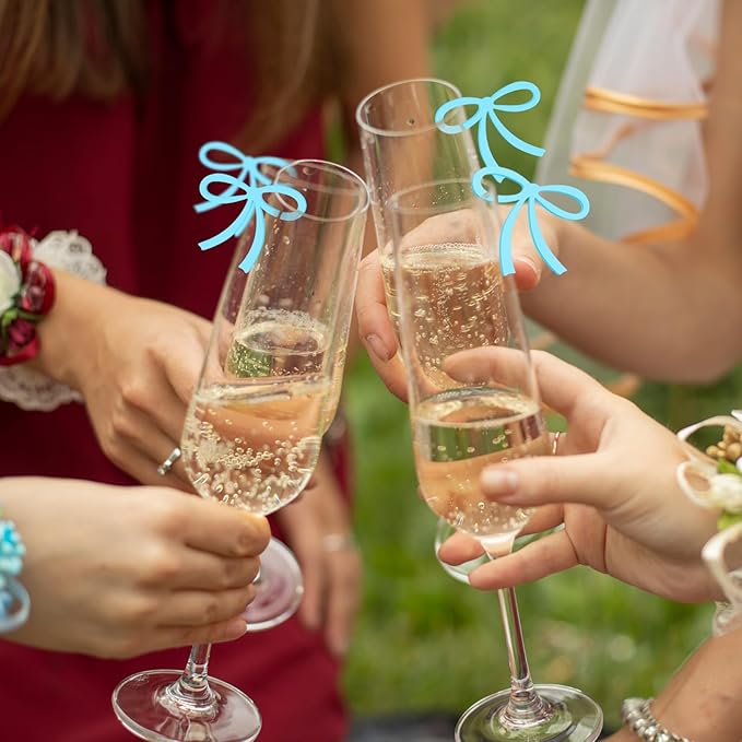 50 Pcs Bows Drink Tags Coquette Bow Wine Glass Charms Acrylic Bowknot Drink Tag - Image 6