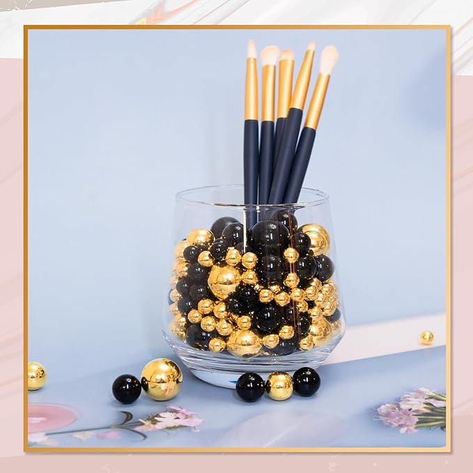 300Pcs Vase Filler Black Brightgold No Hole Faux Pearl Beads - Image 5