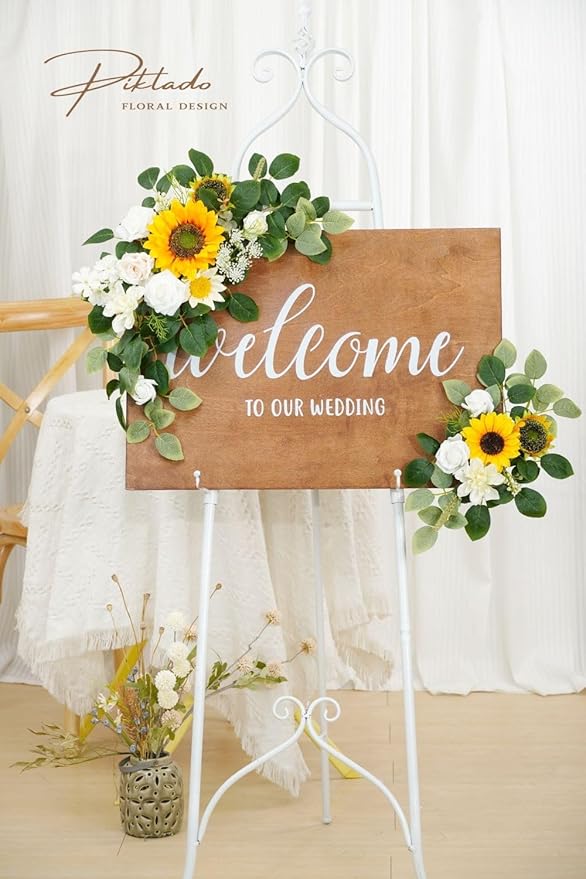 Wedding Decor Welcome Sign Flower Backdrop Garland - Image 5