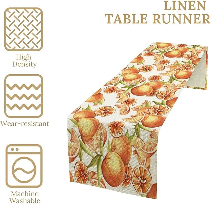 Spring Summer Orange Citrus Table Runner Sweet Fruit Botanical Print Little - Image 4