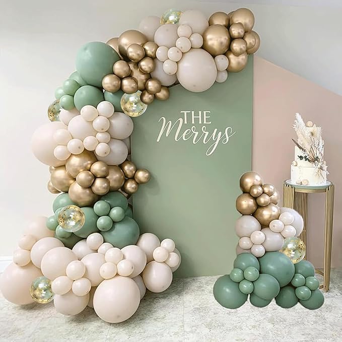 Sage Green White Sand Balloon Arch Kit - Image 6