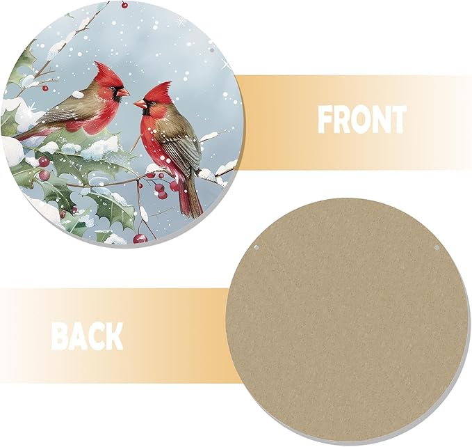 CGBHW Winter Christmas Cardinal Birds Wooden Sign, Winter Branches Berry - Image 6