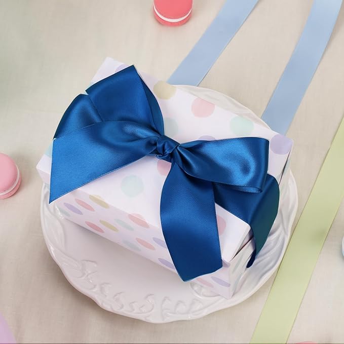 LaRibbons 1 1/2 Inch 25 Yard Double Faced Satin Ribbon, Royal Blue Satin Craft - Image 4