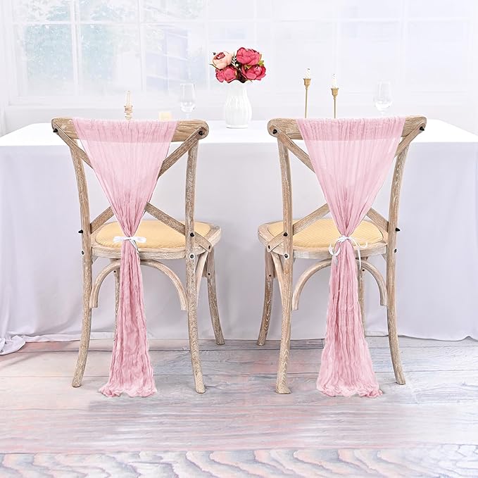 50 PCS Cheesecloth Chair Sashes Bows Wedding Aisle Decorations Chair Ribbon - Image 4