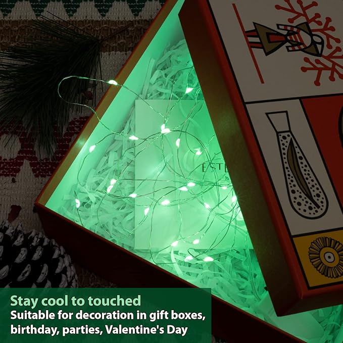 HXWEIYE 12 Pack 7ft 20LED Green Fairy Lights Battery Operated - Image 3