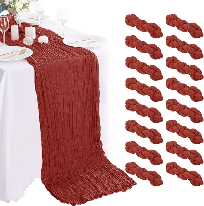 16PCS Terracotta Cheesecloth Table Runner 10FT Table Runner Cheesecloth by AIRIT+LOVELY