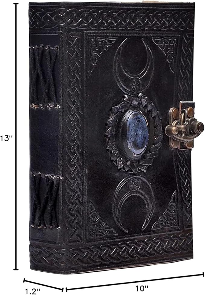 cuero 3 Moon Blue Lapiz Embossed Vintage Leather Journal - Image 6