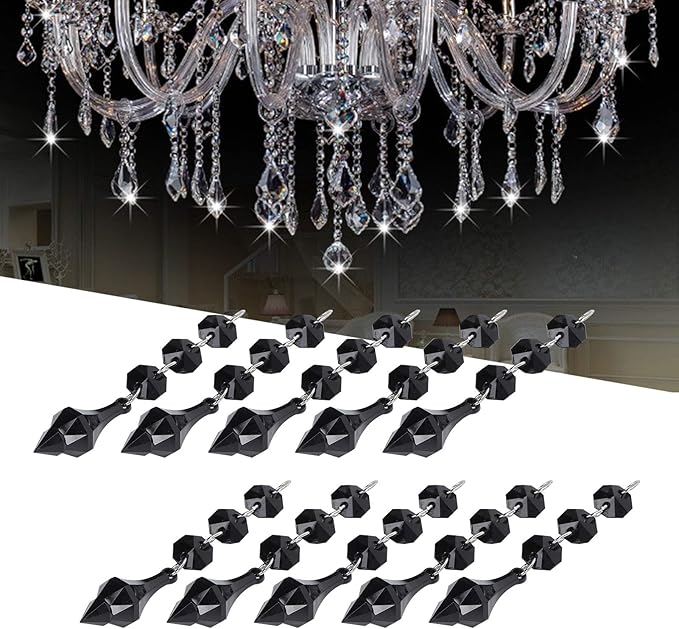 Buachois 10Pcs Clear Acrylic Crystal Ornament Beads Garland Chandelier Hanging - Image 8