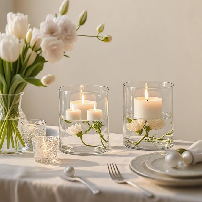 2Pcs Glass Cylinder Vases for Centerpieces - Image 9