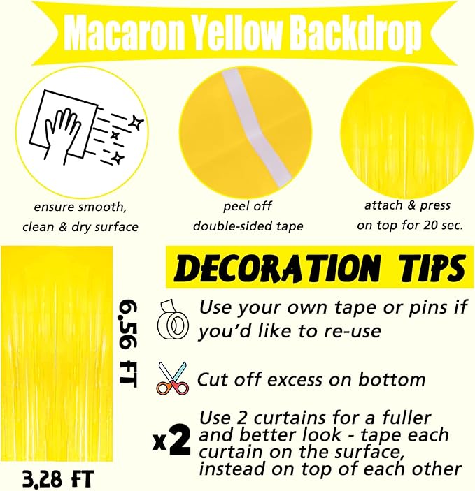 4 Pack Yellow Fringe Curtain Backdrop, 3.2Ft x 6.6Ft Metallic Tinsel Foil - Image 2