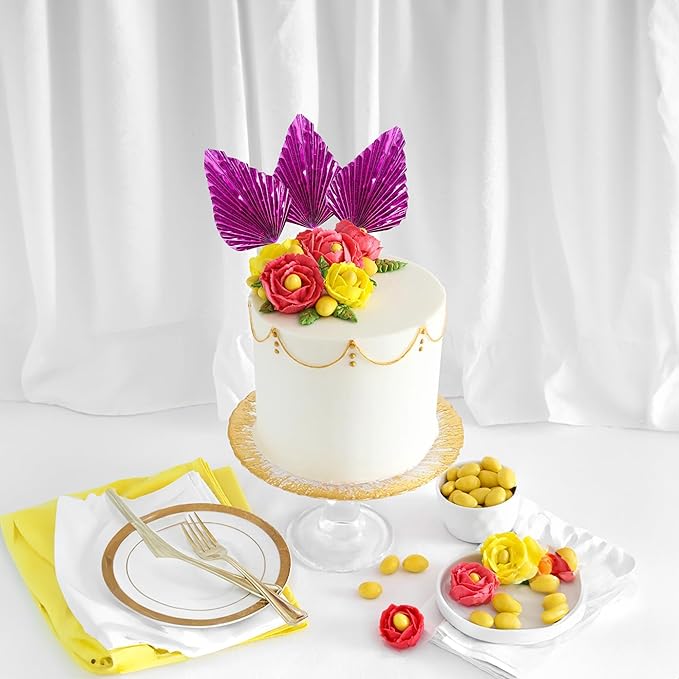 Ephlyn 6Pcs Paper Palm Leaves Fan Cake Toppers Palm Leaf Fan Cake Picks Craft - Image 4