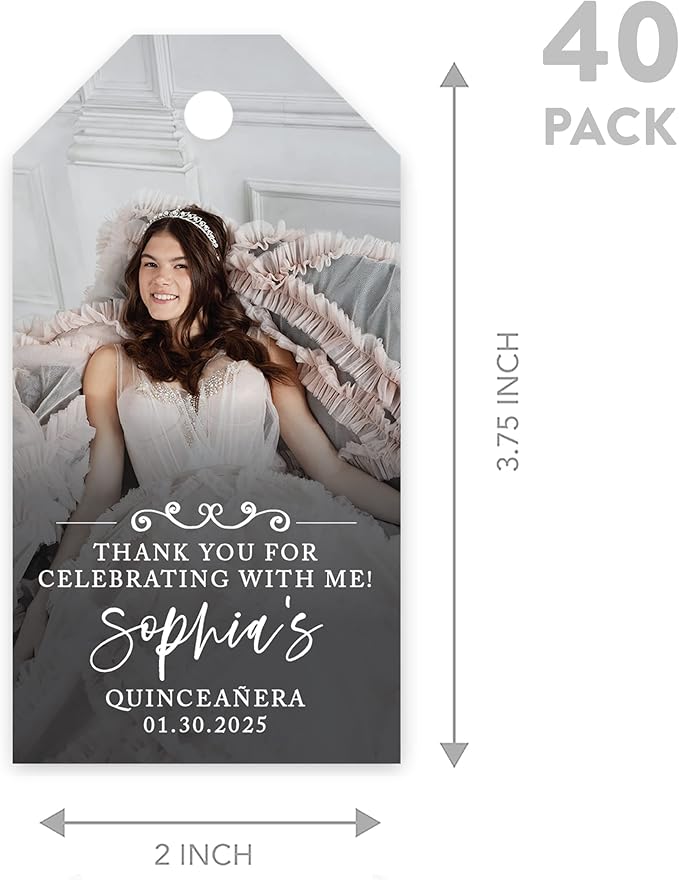 Andaz Press 40-Pack Personalized Quinceañera Favor Tags - Image 5