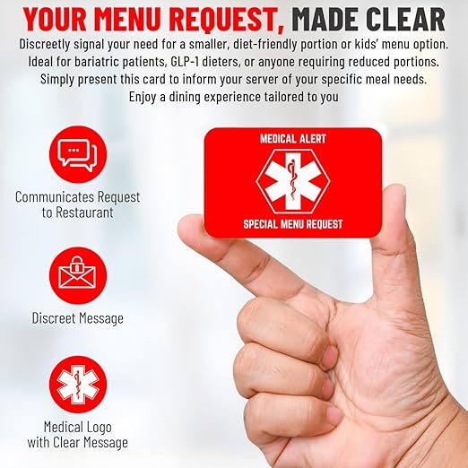 Bariatric Card for Restaurants, Special Menu Request Card, Portion Control - Image 2