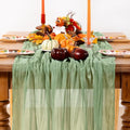 Sage Green Cheesecloth Table Runner Fall Table Runner Boho Gauze 120 Inches by DeZerlor