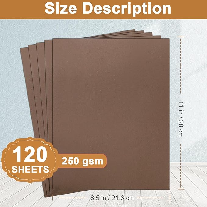 120 Sheets Coffee Color Cardstock 8.5 x 11 Printer Paper, 92lb Dark Brown Card - Image 2