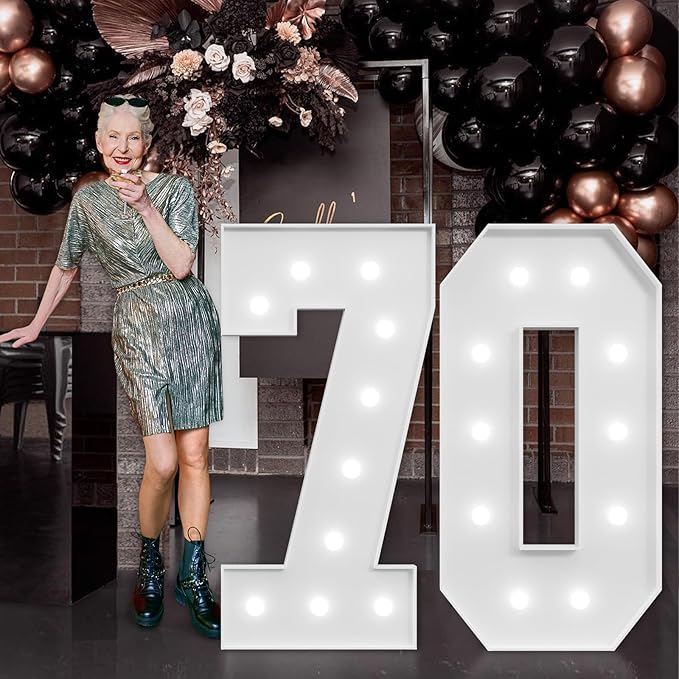 imprsv Marquee Numbers Large 70th-Birthday Decorations: 4ft Light Up Number - Image 6