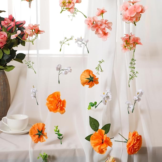 XunYee 6 Pcs 35.4 ft Flower Garlands Hanging Wildflower Backdrop Decoration - Image 3