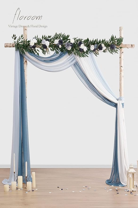 Floroom Wedding Arch Draping Fabric 3 Panels 20Ft Chiffon Fabric Drapes Arbor - Image 3