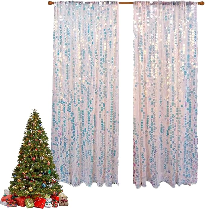 HH 9x9FT Iridescent Sequin Backdrop Curtains, 2 Panel Photography Backdrop - Image 6