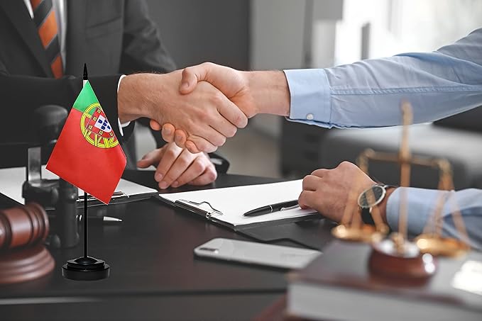 Portugal Portuguese Deluxe Desk Flag Set Small Mini Miniature Portugal - Image 5