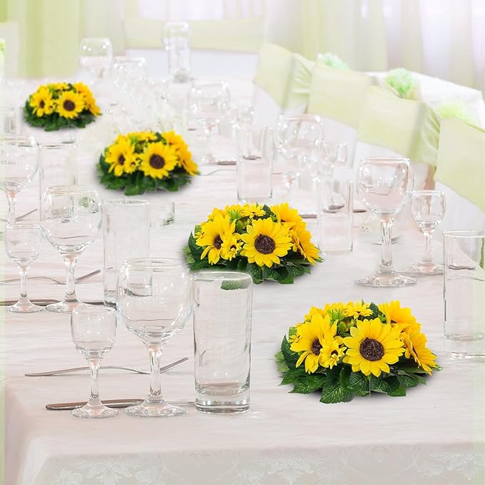 BLOSMON Sunflowers Artificial Flowers Centerpieces - Image 2