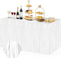 3 Pack 29x108 Inch Macaron White Foil Fringe Table Skirts Metallic Banner by Ferwzsr