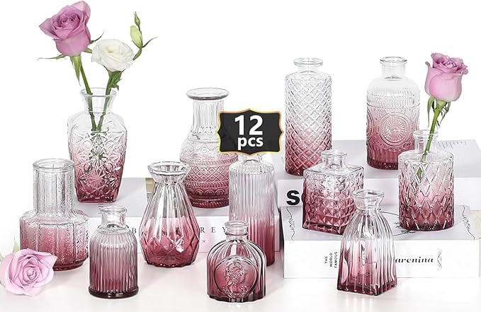Mini Bud Vases Set of 12 As Wedding Centerpieces by Zipper