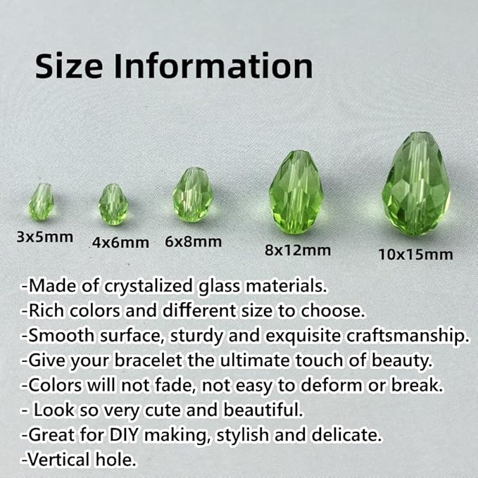 100pcs 8x12mm Teardrop Crystal Glass Beads - Image 2