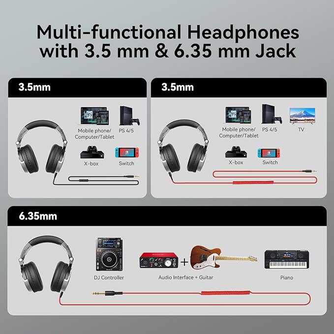 OneOdio Wired Over Ear Headphones Hi-Res Studio Monitor & Mixing DJ Stereo - Image 3