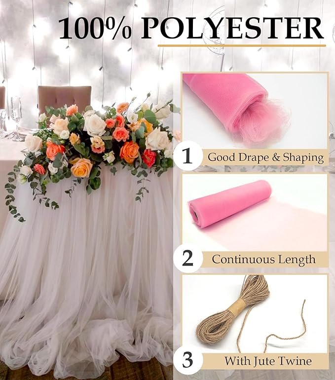Pink Tulle Fabric Roll - Image 4
