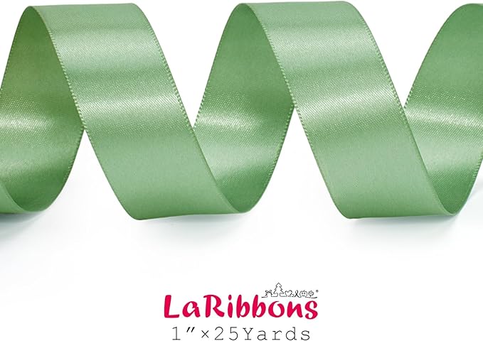 LaRibbons Sage Green Ribbon 1 Inch 25 Yards Luxury Double Faced Green Silk - Image 5