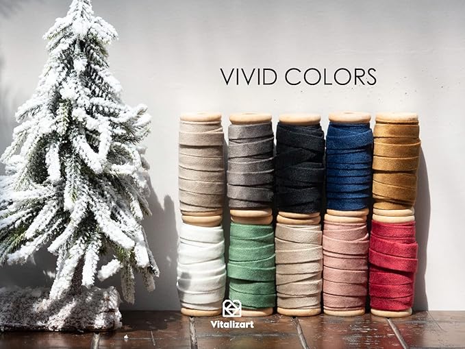 Vitalizart Velvet Ribbon Pink White Set 3/8" x 15 Yd Wooden Spool Fabric Trim 3 - Image 6