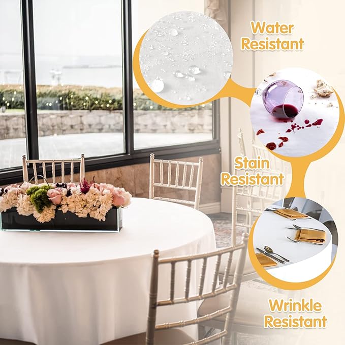 BRILLMAX 4 Pack White Round Tablecloths 120 Inch - Image 3