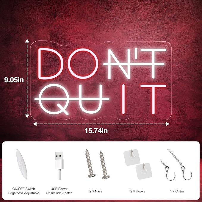 Don't Quit Neon Sign for Wall Decor, DO IT Neon Lights Party Decorations - Image 5